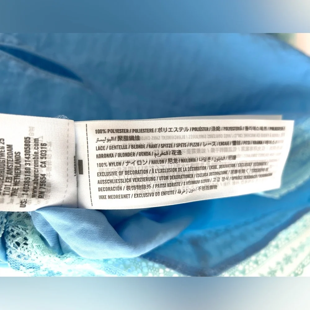 ABERCROMBIE & FITCH Crinkle Blue Camisole with Lace Detail | XS | Y2K | 90s - Picture 6 of 6